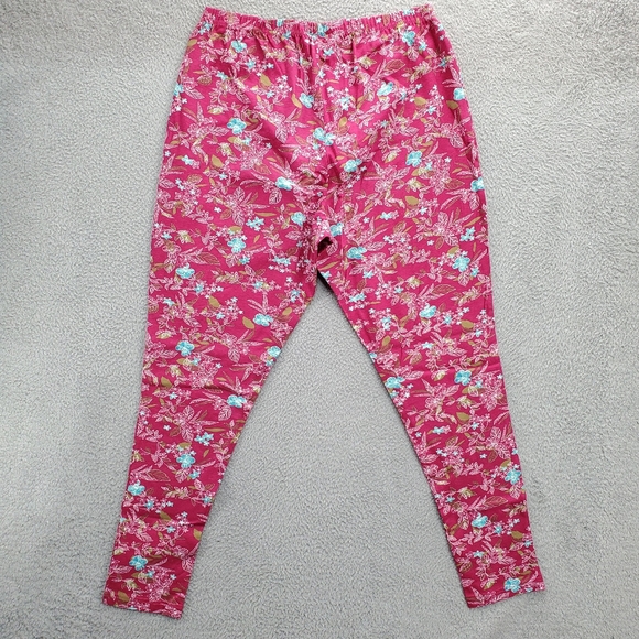 Woman Within Leggings Pants Floral Womens Plus Size 1X 22/24 Stretch Pink - Picture 5 of 9